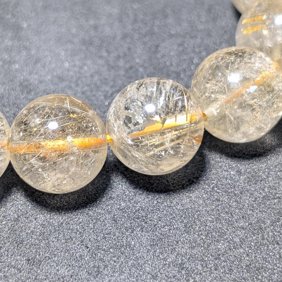 透明度重視 ゴールドルチルブレスレット 12ミリ 最強水晶天然石 パワーストーン