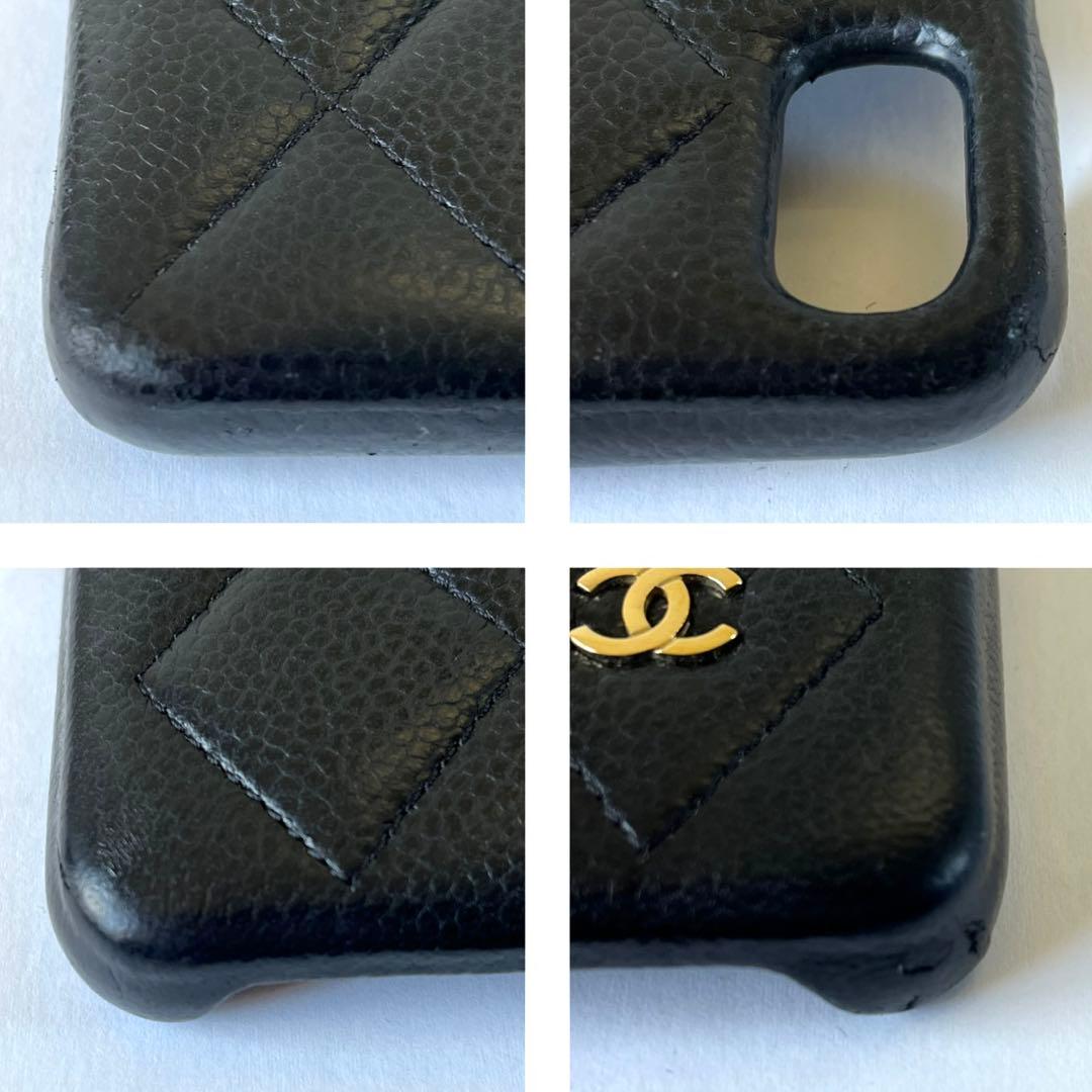 CHANEL iPhone X/XS キャビアスキン スマホケース ココマーク黒