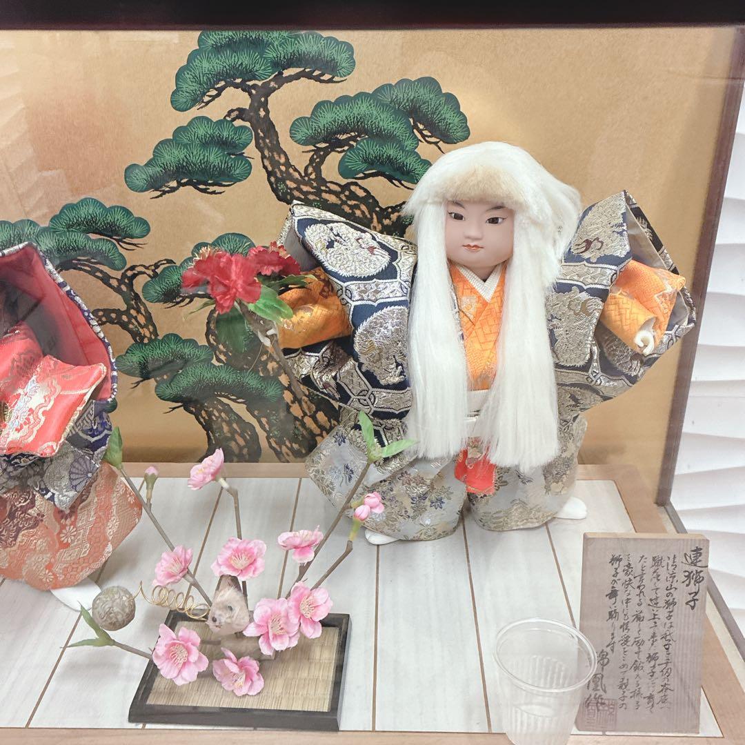 ◇条件付き 大阪府 神戸市 送料無料！民泊◎連獅子◇錦凰作◇ガラスケース入り◇