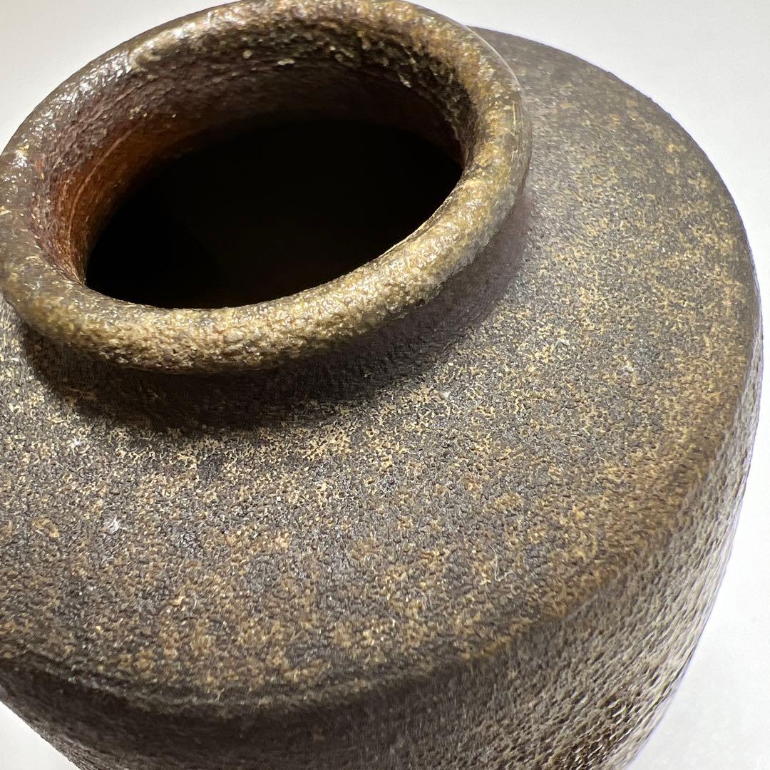 ☆茶3 備前焼　矢部篤郎作　茶入　共箱　高さ約9㎝　東K8-0304