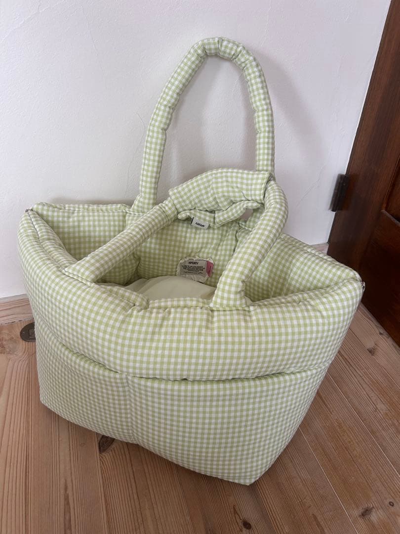 WIDE BAG - PLAID GREEN APERTY メッシュバッグつき