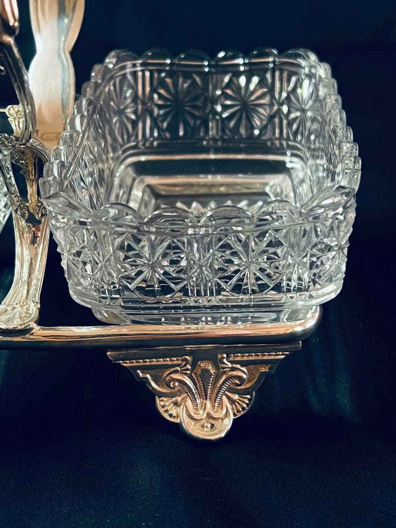 1894年製イギリス　シルバープレート　ジャムディッシュ　ツインディッシュ