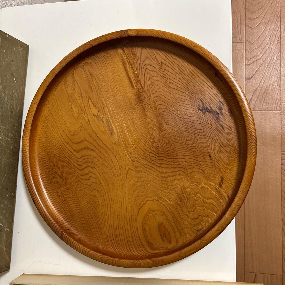 【未使用】屋久杉　丸盆　茶器　茶盆　34cm 工芸品