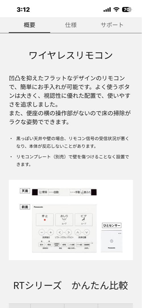 新品未使用 Panasonic DL-RT50 温水洗浄便座 ビューティ・トワレ