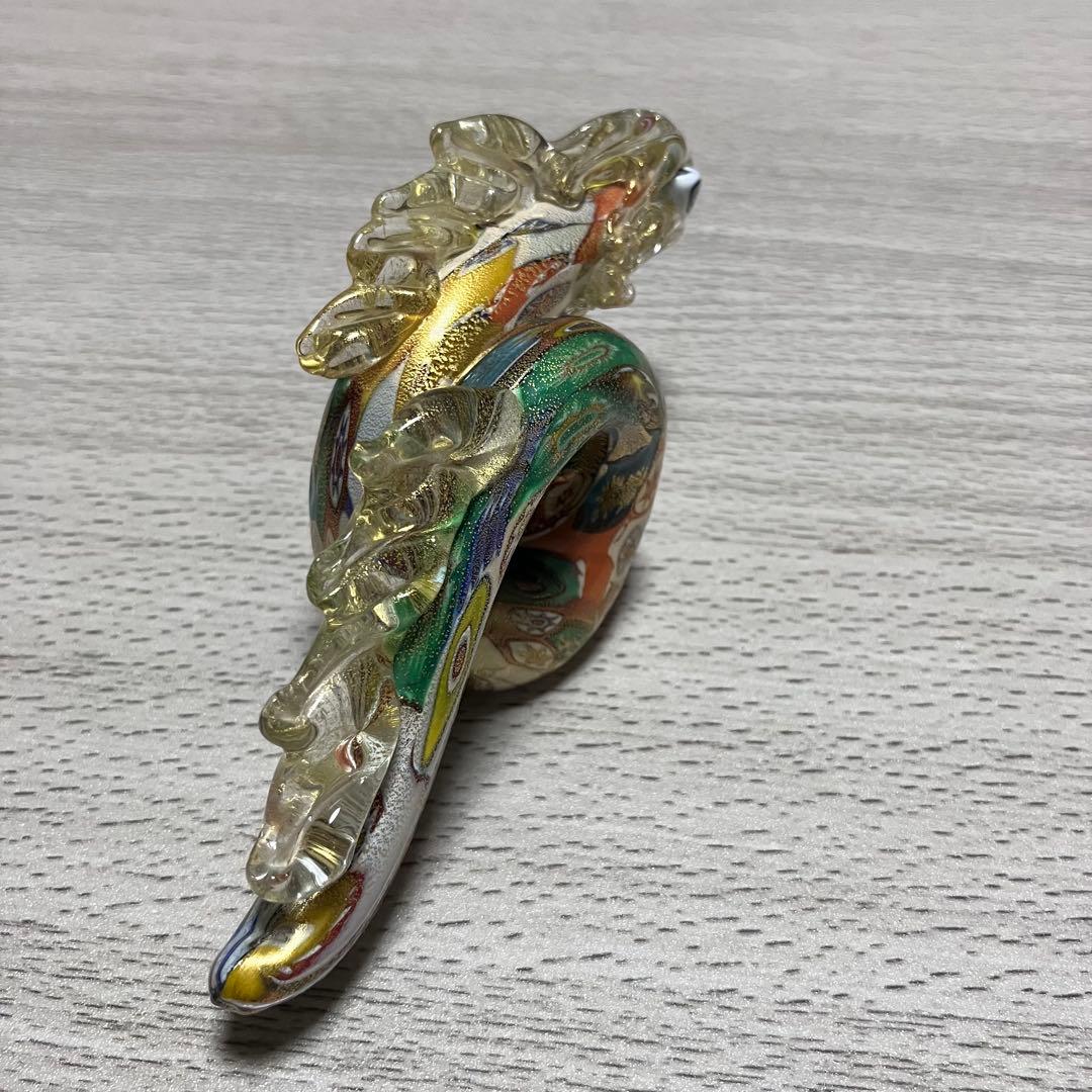 ベネチアングラス　ムラーノ　murano ドラゴン　龍　ガラス置物　ミルフィオリ