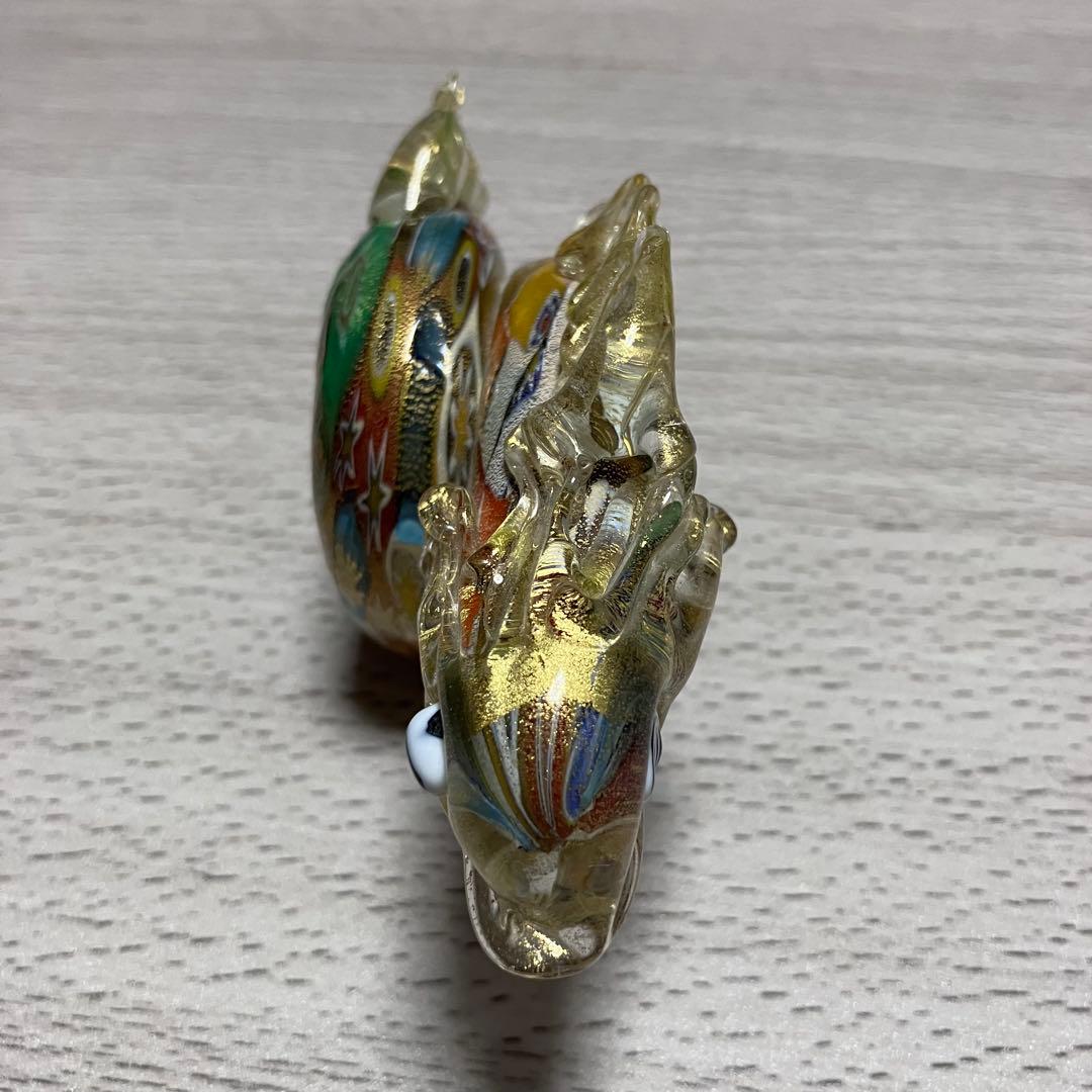 ベネチアングラス　ムラーノ　murano ドラゴン　龍　ガラス置物　ミルフィオリ