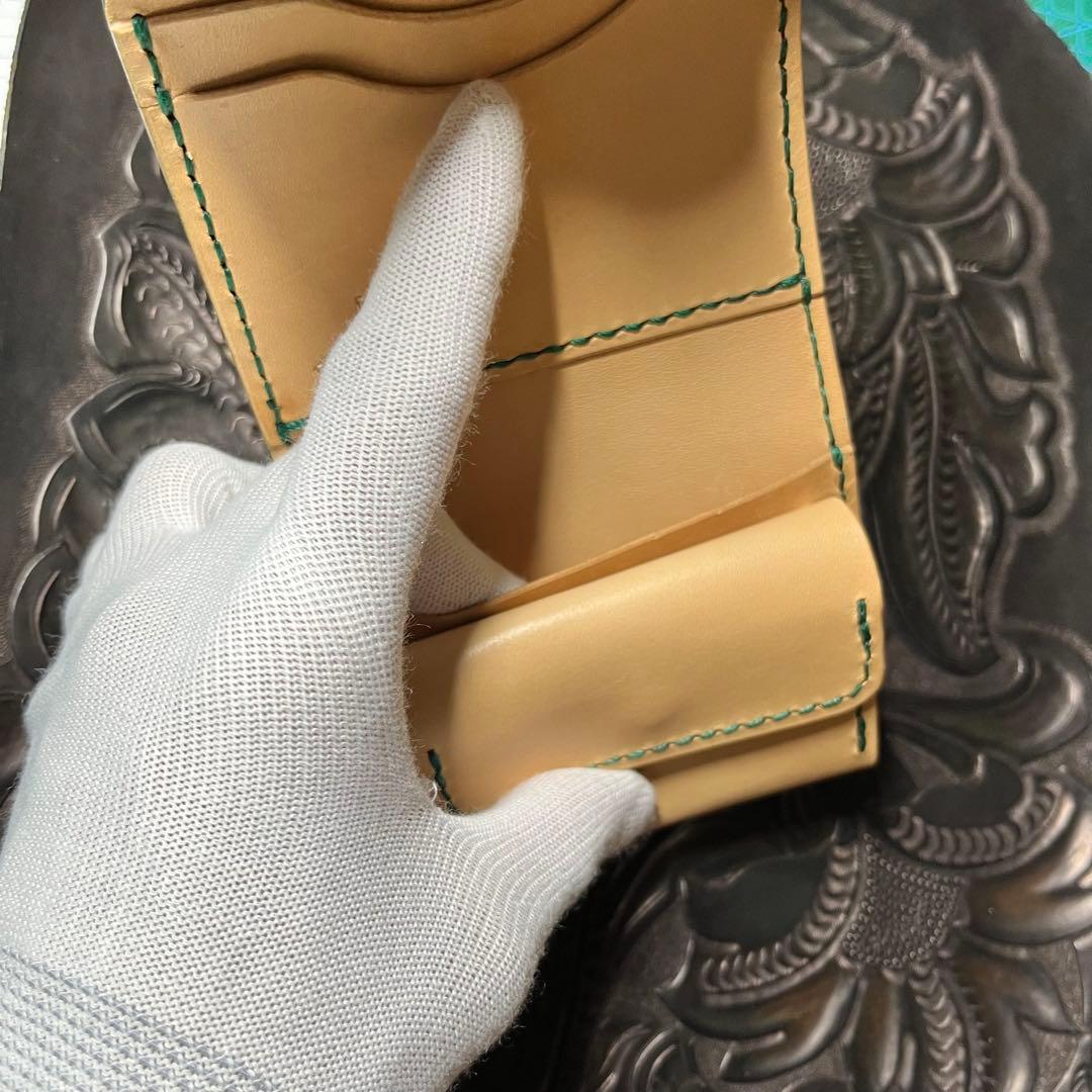 革財布　本革　ハンドメイド　三つ折り財布　レザークラフト　ファッション￼