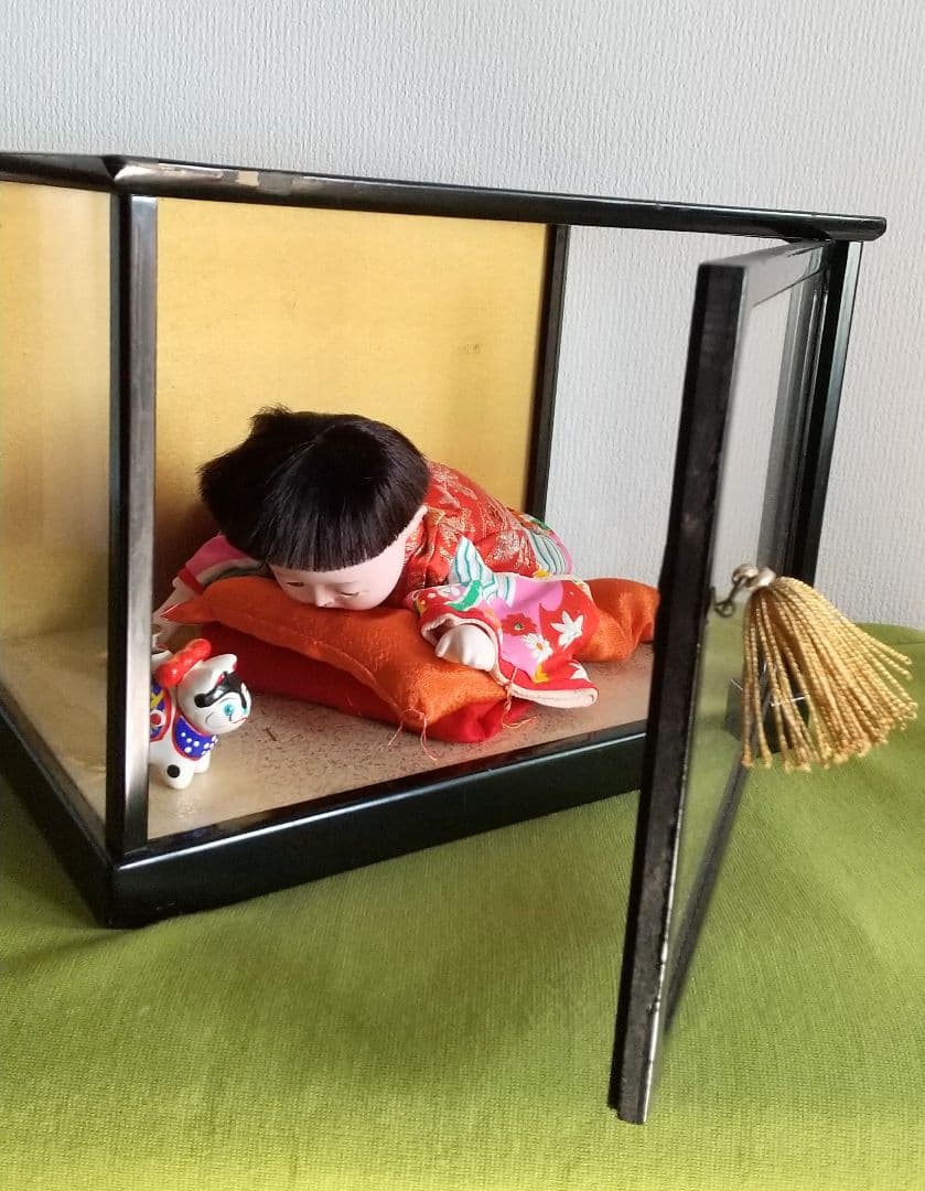 這い這い人形 這い子 這子人形 市松人形 稚児 レトロ ガラスケース入り