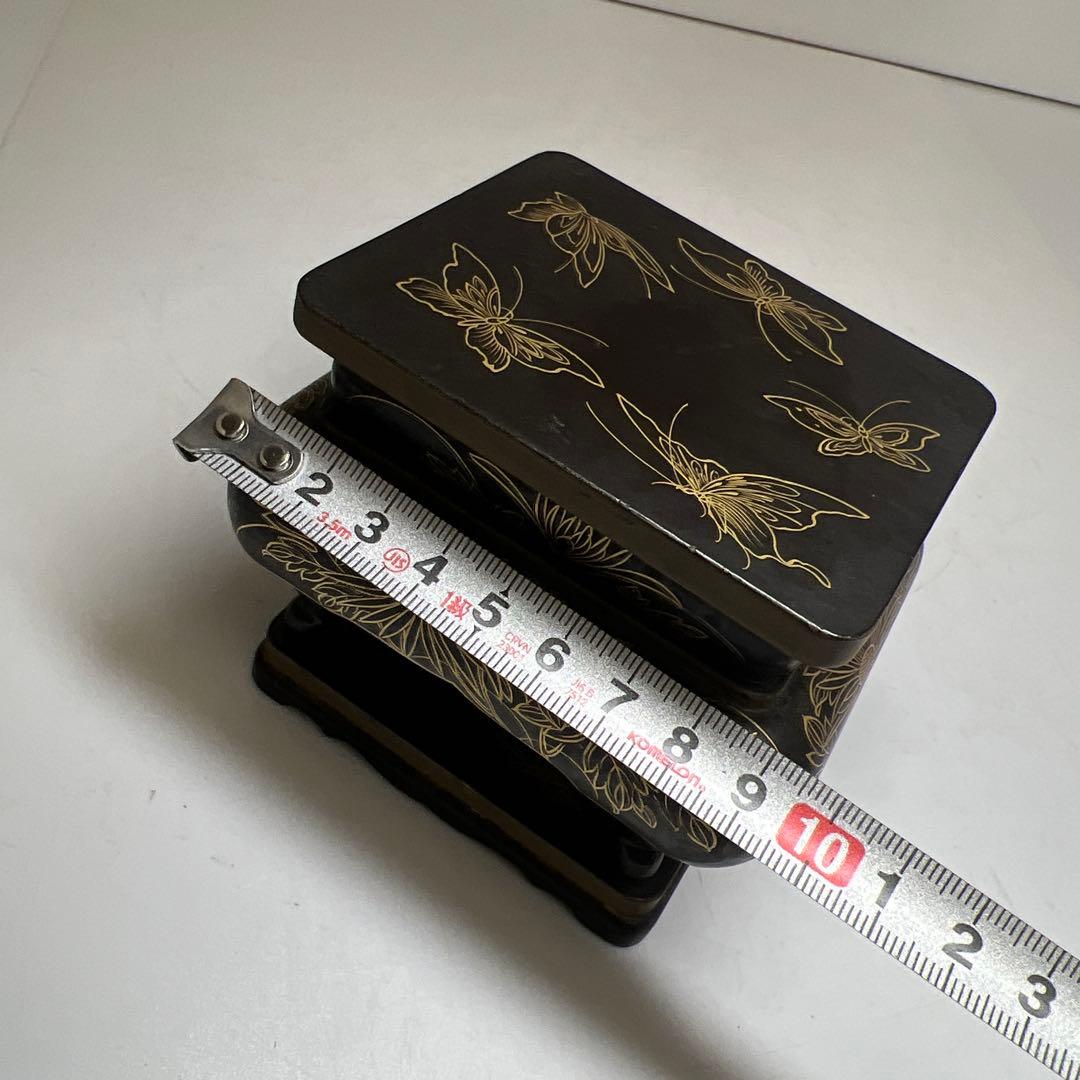 時代　蒔絵　木彫小花台　幅約9.5㎝　東Y8-0218②