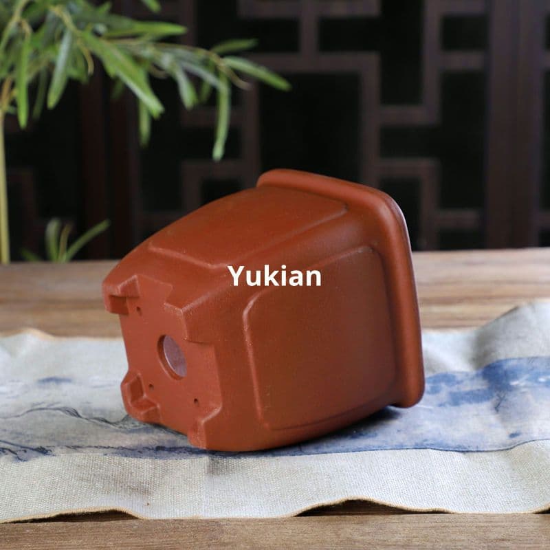 円底高四方鉢 紫砂の鉢 盆栽鉢 植木鉢 小品盆栽鉢 大品盆栽鉢