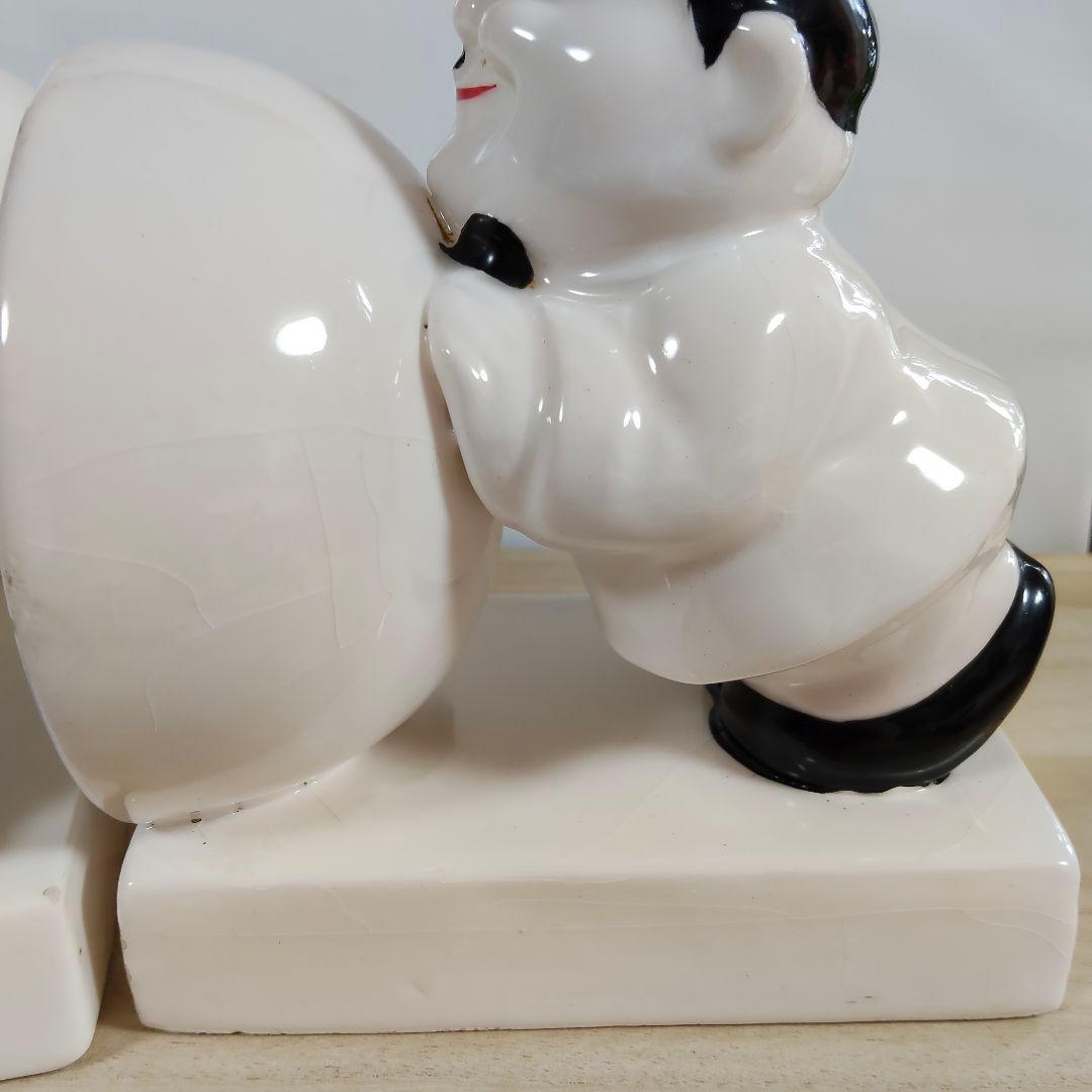 希少 ローレル＆ハーディ ブックエンド 陶器製 ビンテージ レア オブジェ