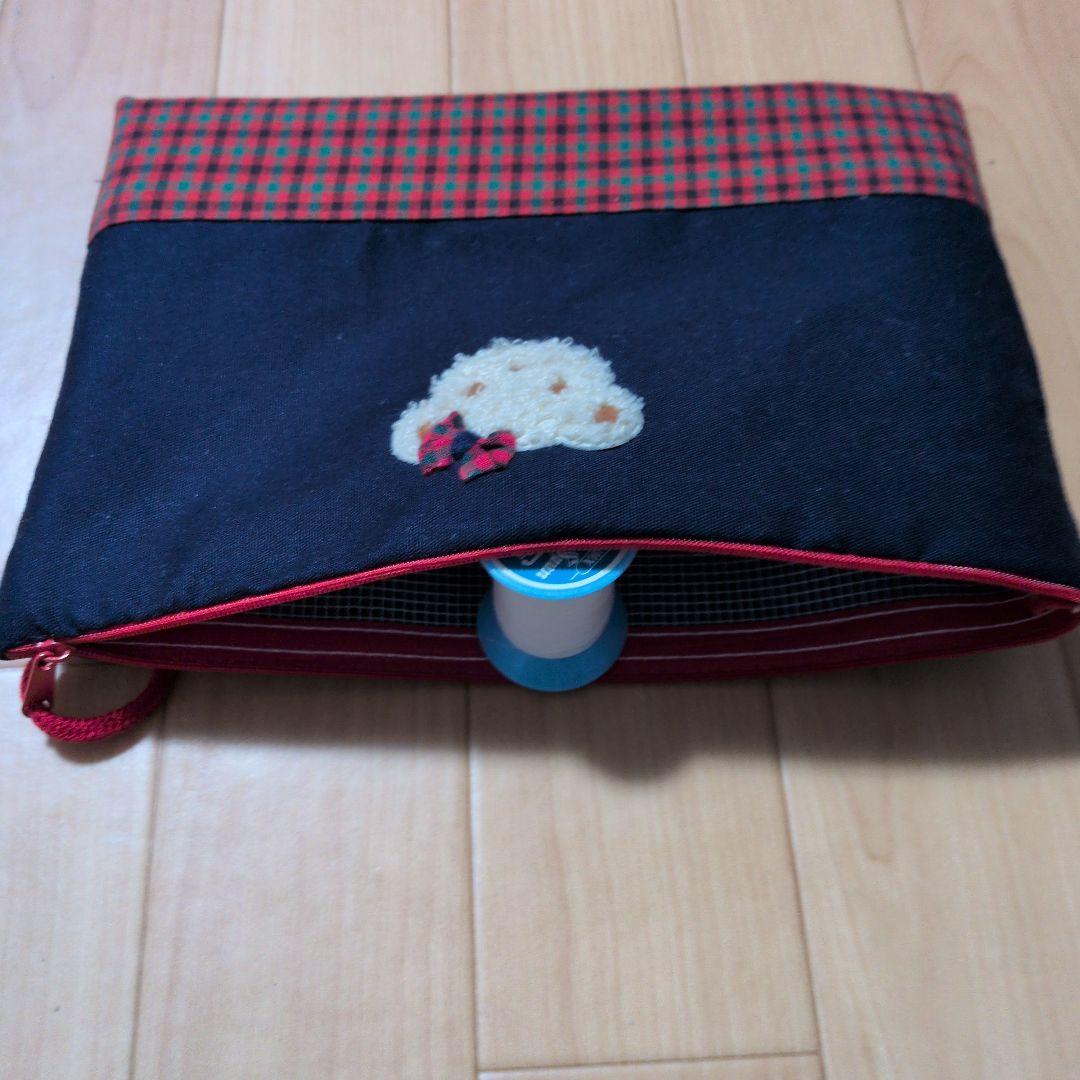 k-happy ファミリア風赤チェック　ポーチ　ハンドメイド