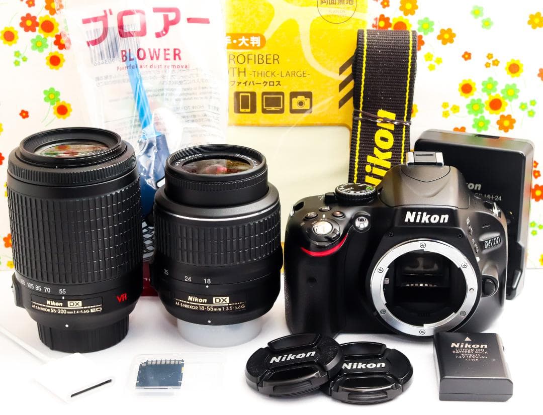 Nikon D5100☆スマホに送れる！☆ダブルレンズ！☆付属品多数！