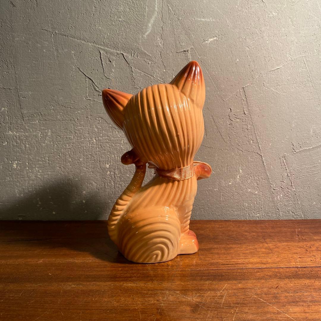 昭和レトロ 陶器製 猫の置物 オブジェ ヴィンテージ 美品