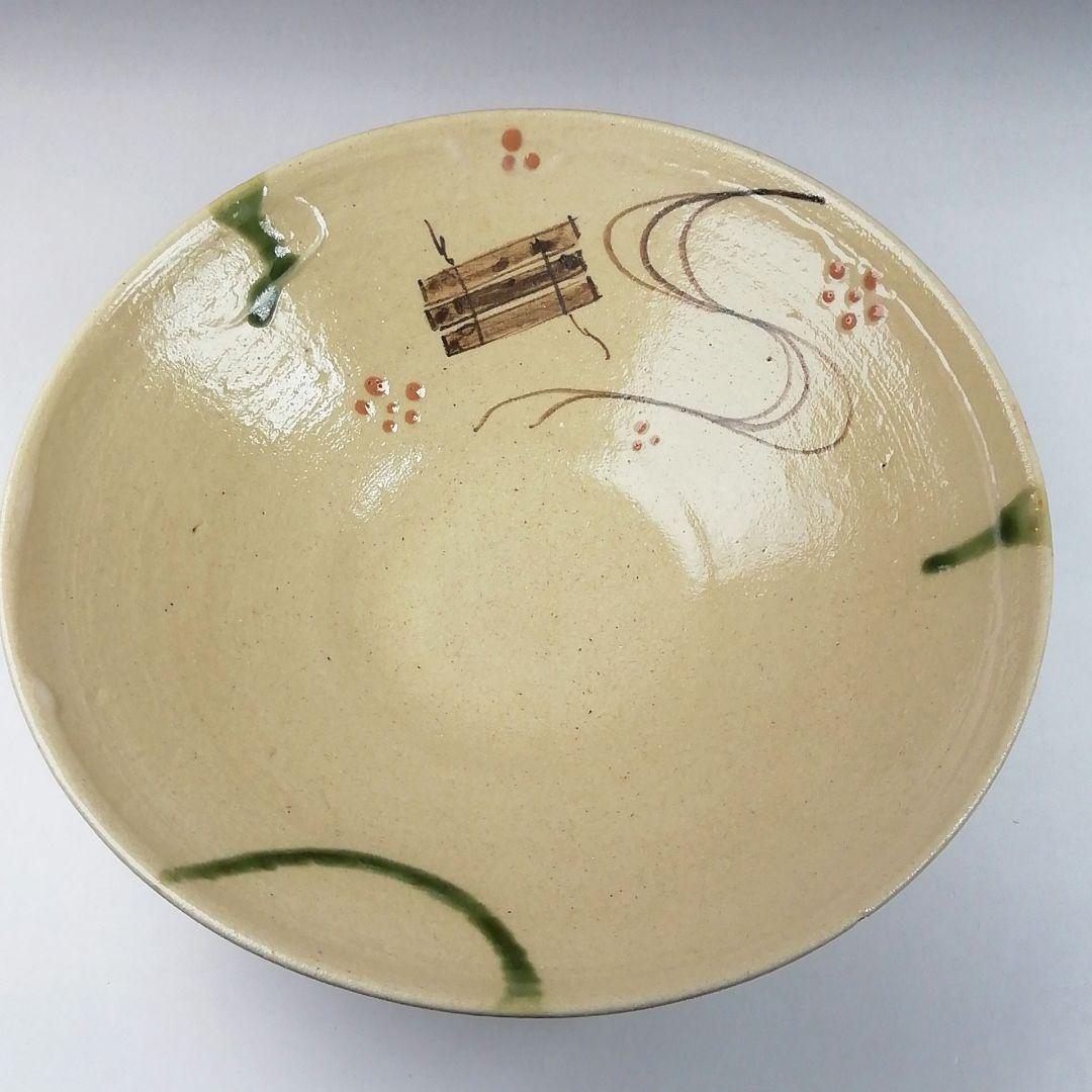 Ｔ７５　茶碗　『弥七田織部　平茶碗』『川本了生』　共箱　抹茶碗　茶道具