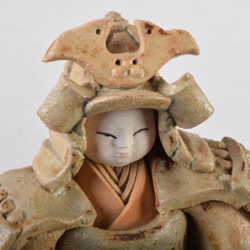矢羽多英子作　五月陶人形　節句飾　置物　共箱　M　8732