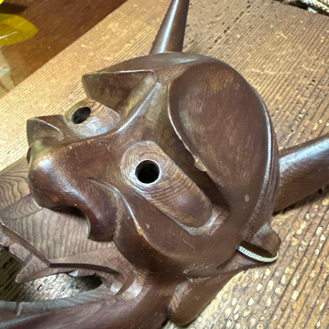 木製 能面 鬼の顔 お面 骨董品