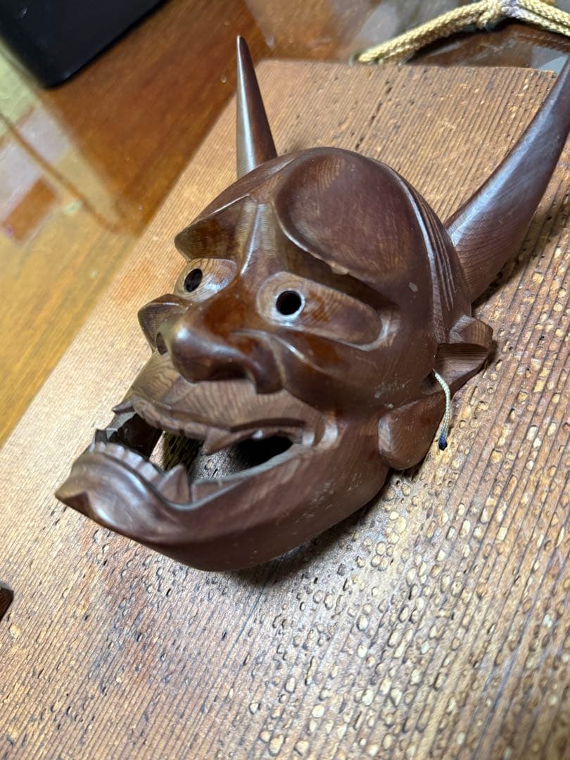 木製 能面 鬼の顔 お面 骨董品