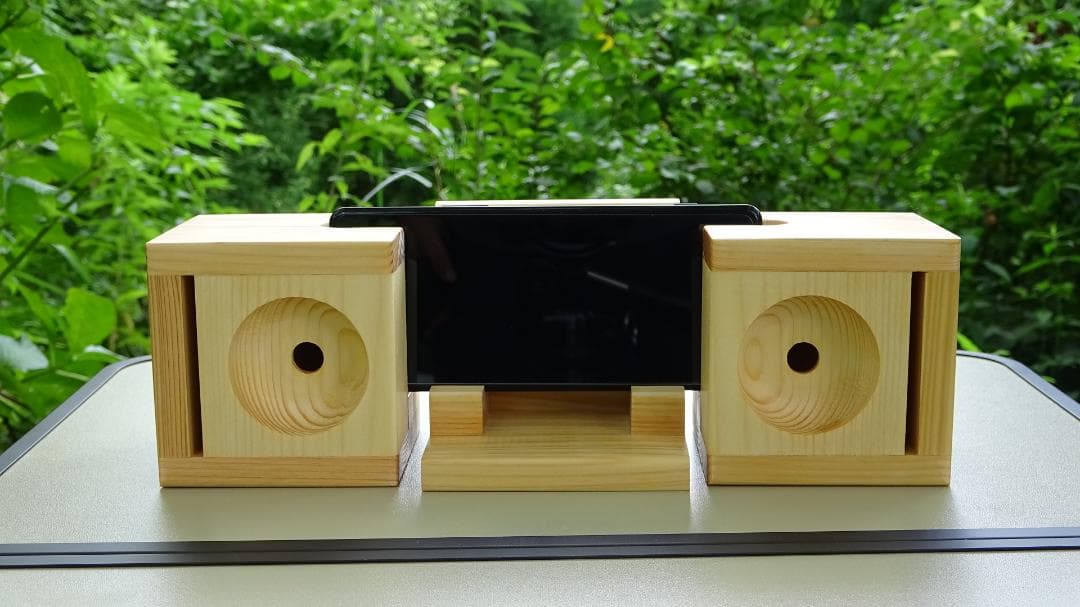 スマートフォン用ステレオ無電源スピーカー　モバイル版
