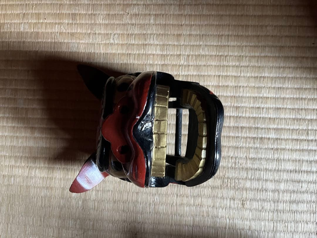 〖早い者勝ち〗獅子頭 木製お面 赤黒 ペア 2匹