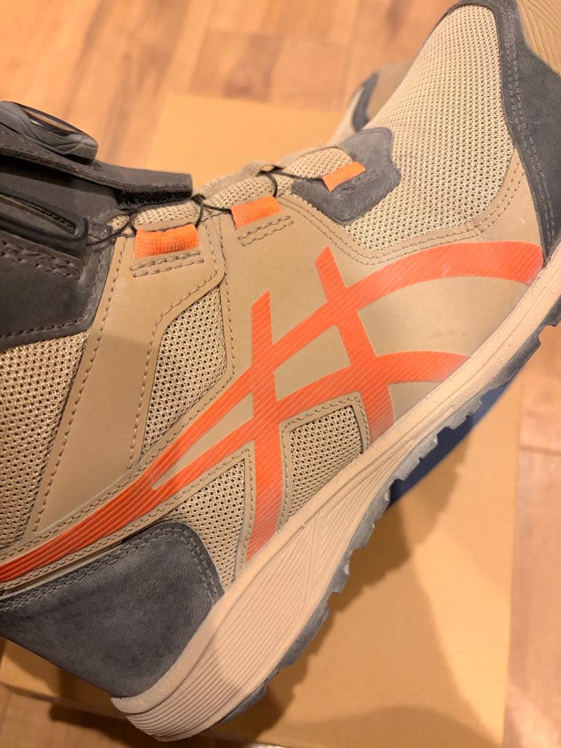 ASICS 安全靴 BOAクロージャー ベージュ/オレンジ