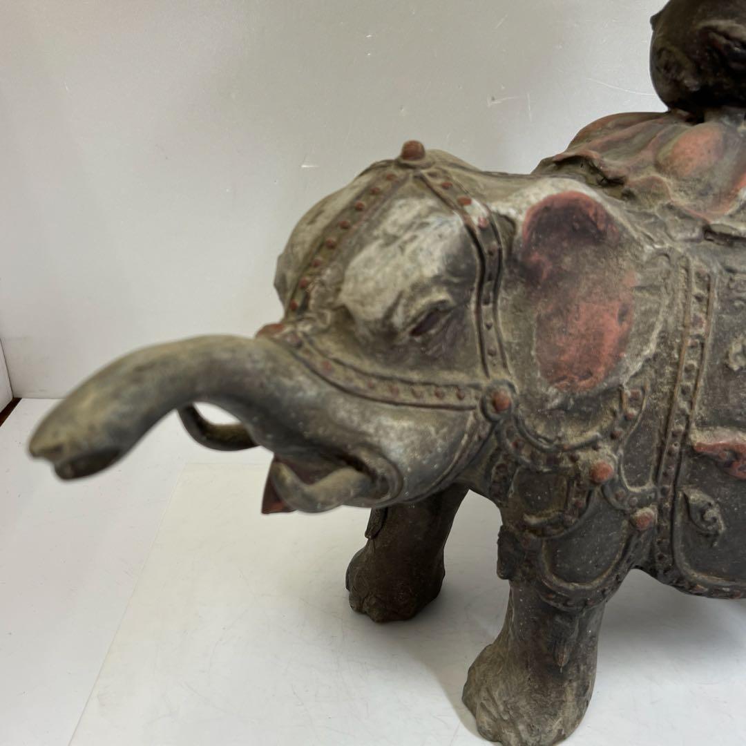 時代　色絵銅　特大象置物　9.6kg トコヒオ　東さ8-0304①