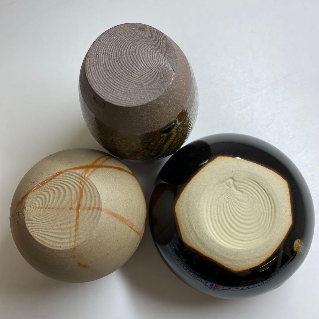 ☆茶3 三ツ入茶入　文琳　備前　陶峰　丹波　信水定一　共箱　東S8-0316①