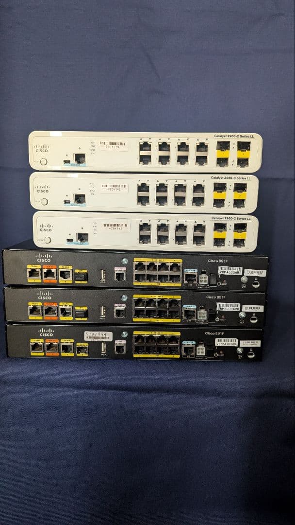 【インボイス対応】CISCO C891F、C2960　静音タイプ　6台セット