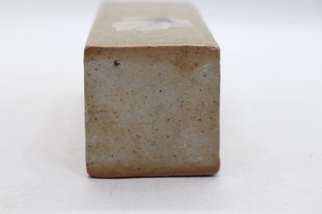 美品　益子焼　福原達朗作　鉄仙花紋角瓶　共箱　送料込み269326