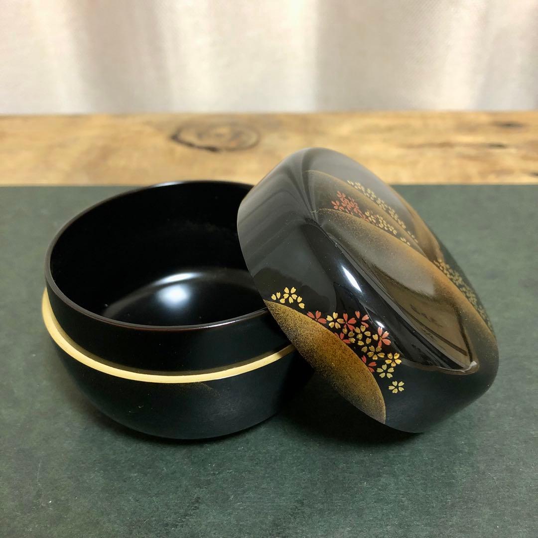博友 輪島塗 遠山桜蒔絵平棗 共箱 茶道具