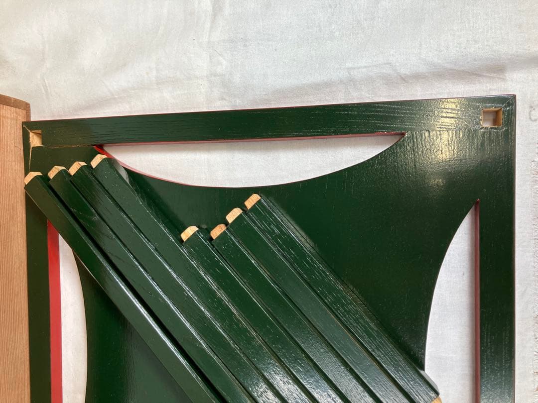 茶道具　輪島塗　青塗　糸巻棚　小森克己　木箱