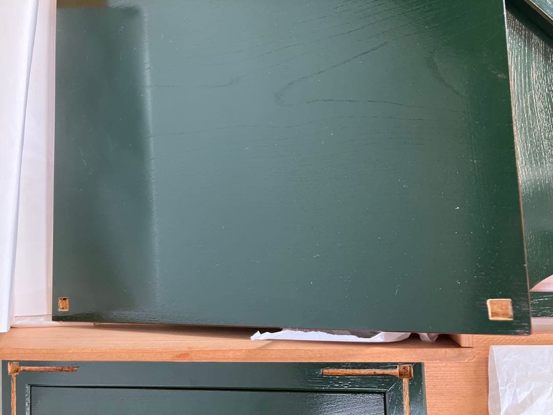 茶道具　輪島塗　青塗　糸巻棚　小森克己　木箱