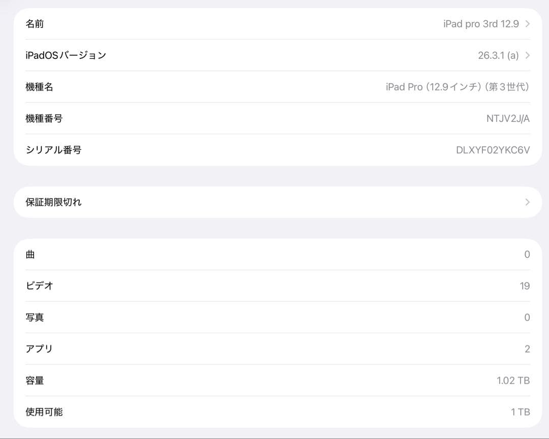iPad Pro 第3世代 12.9インチ 1TB Cellular 【傷あり】
