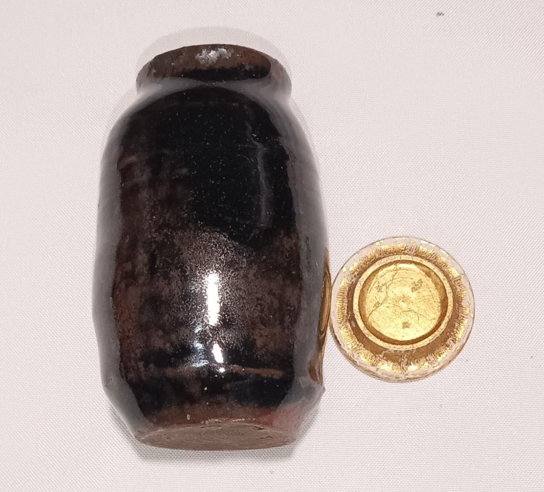 茶道具　時代物茶入　古瀬戸黒釉茶入　時代仕覆、時代箱付　骨董！！