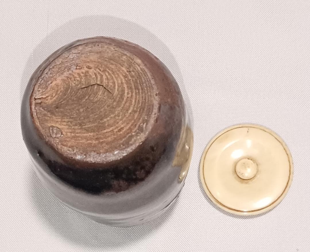 茶道具　時代物茶入　古瀬戸黒釉茶入　時代仕覆、時代箱付　骨董！！