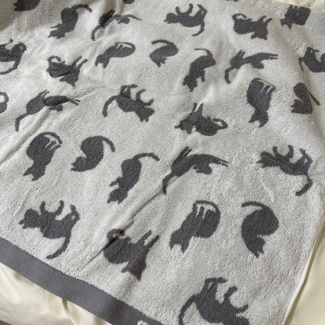 美品◎ ジェラートピケ キャット柄 バスタオル 猫柄