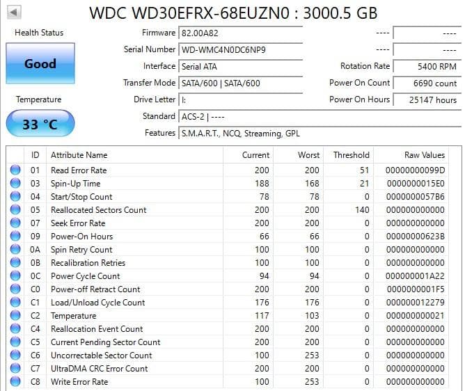 WD Red 3TB WD30EFRX NAS用ハードドライブ
