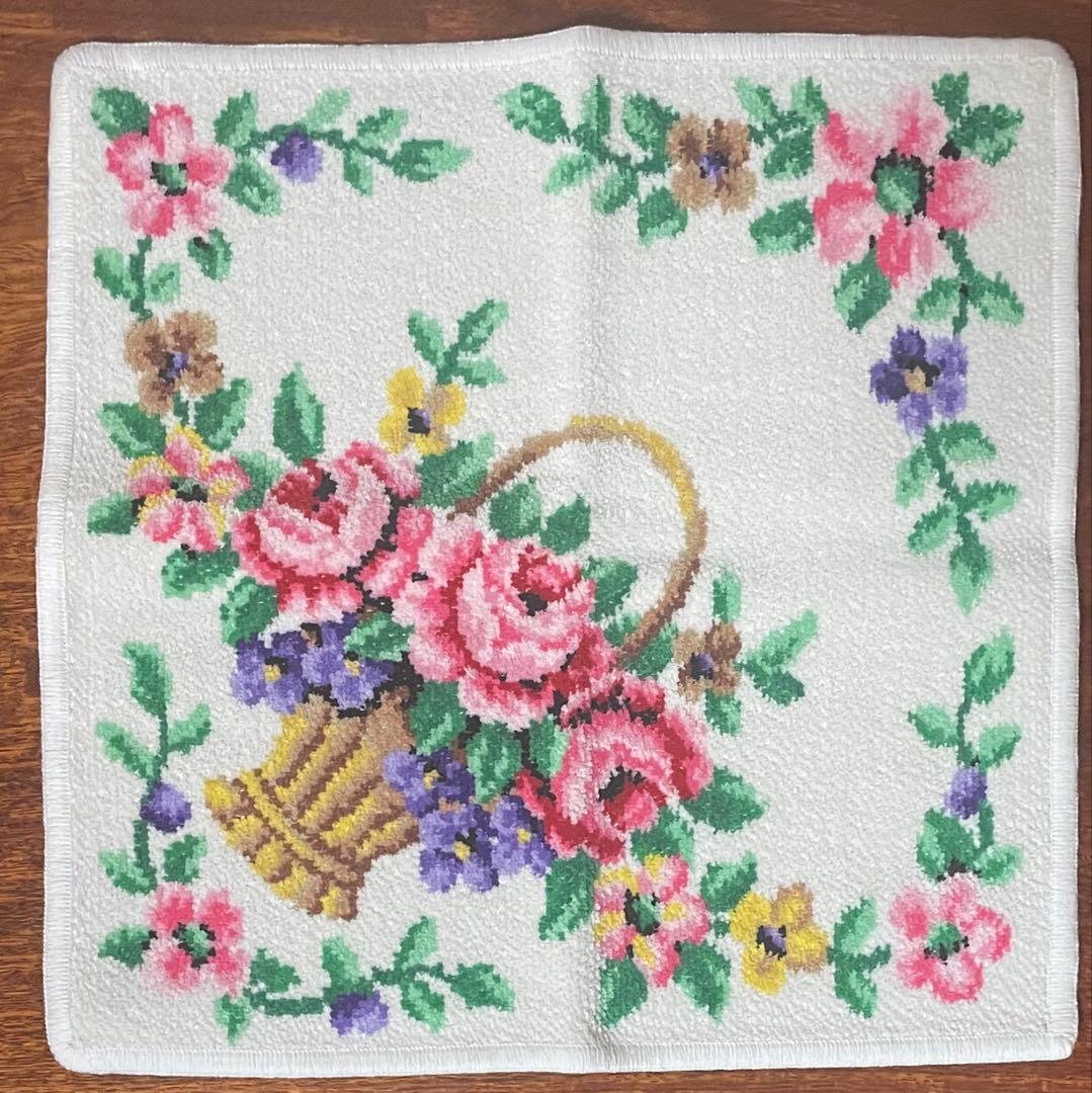 FEILER 花かご刺繍タオルハンカチ 5枚セット　30×30cm