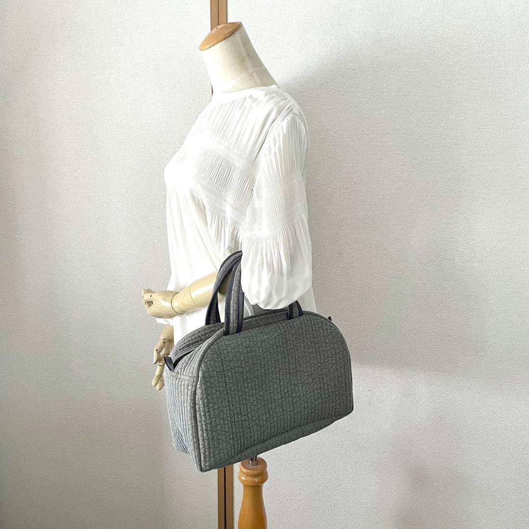 ボストンバッグ ヌビバッグ　グレー　ハンドメイド