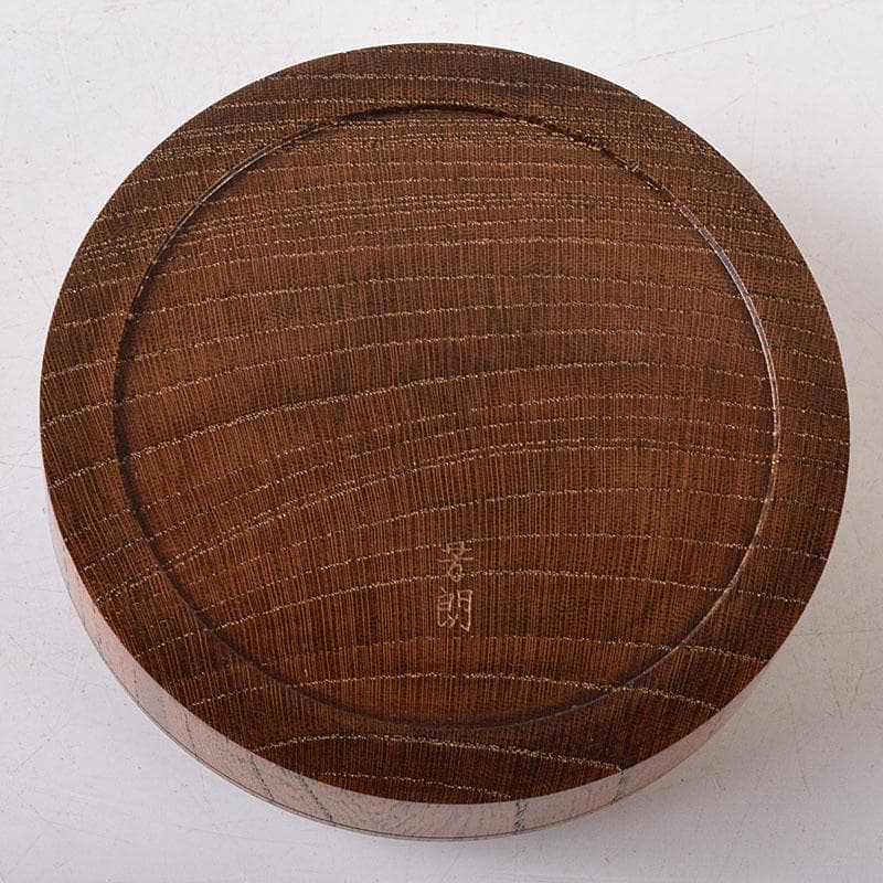 茶道具　山中塗　福田芳朗作　神代欅　香魚絵　香合　共布共箱　V　R8144