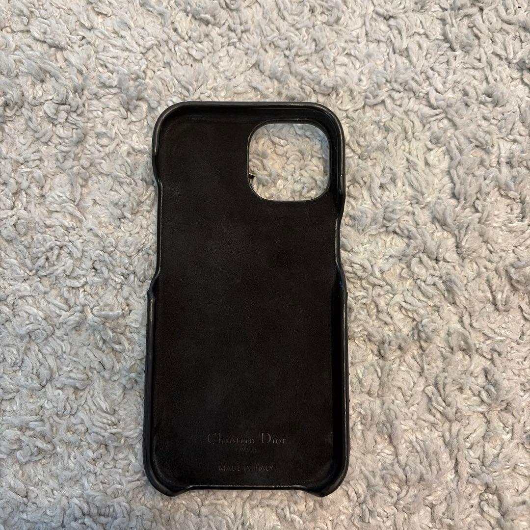 Dior ブラックレザー iPhone15ケース