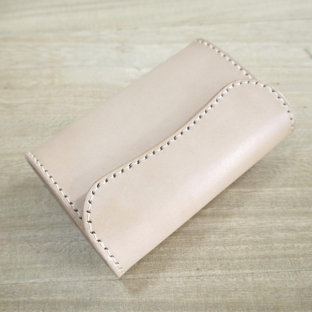 【依頼品】栃木レザー　サドルレザー　赤タグ付き　ミドルウォレット　三つ折　生成り