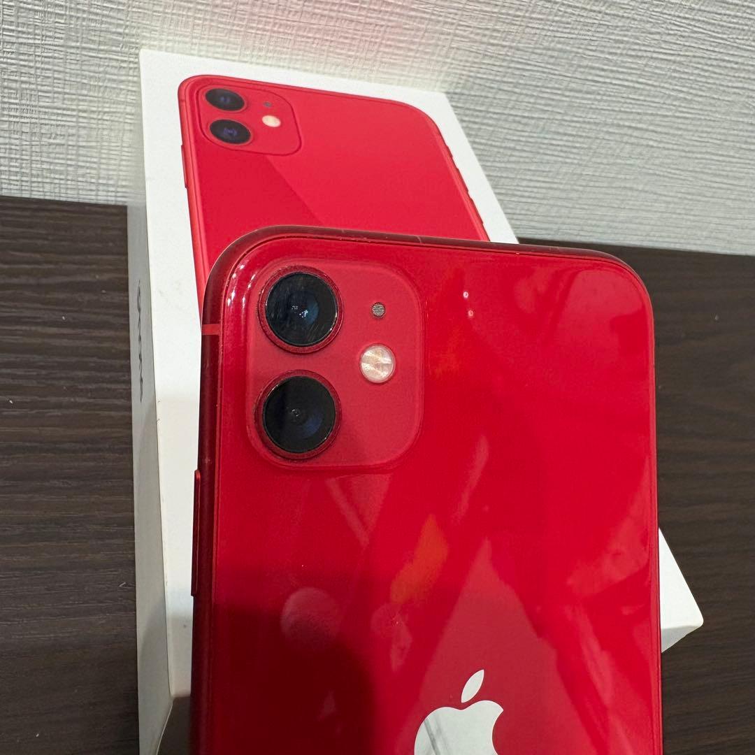 iPhone 11 128GB レッド　箱あり　液晶ヒビあり