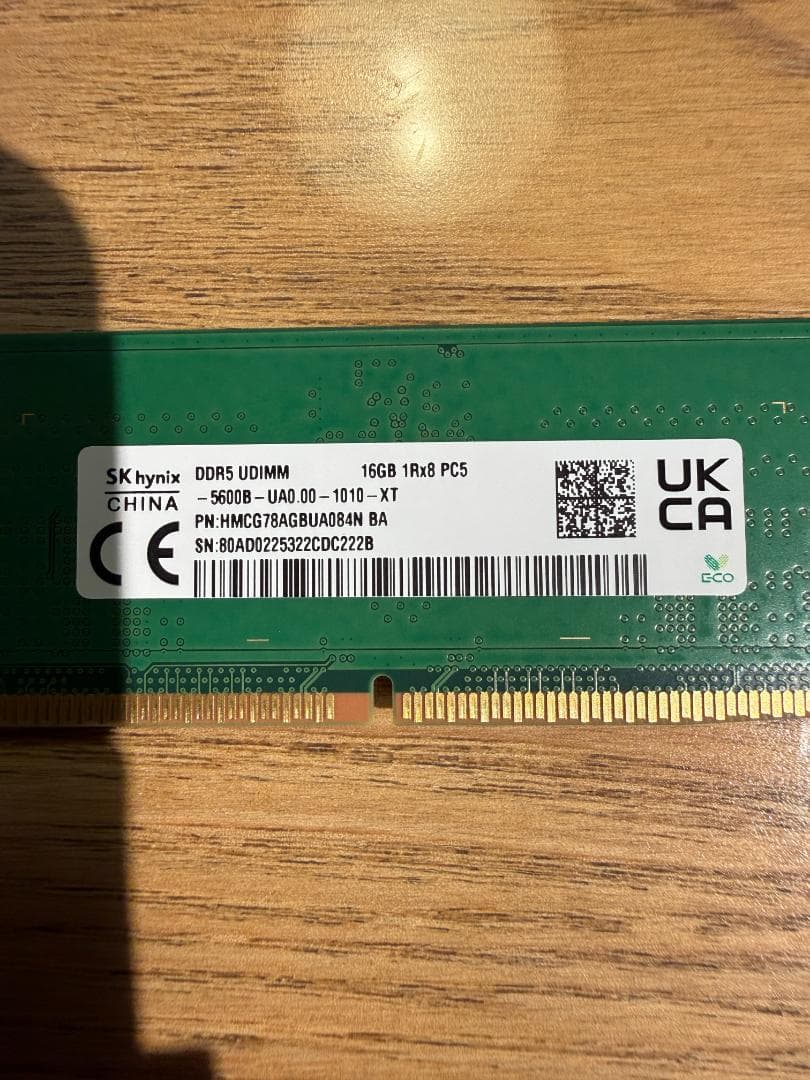 超美品 SK hynix DDR5-5600 16GB メモリ 1枚