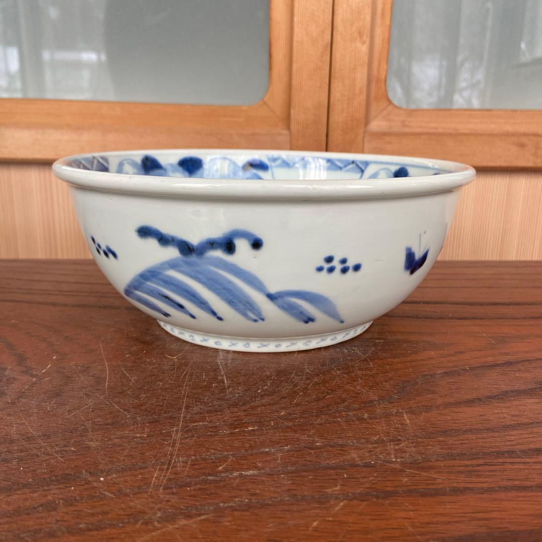 古伊万里染付静観山水松竹梅図鉢 江戸時代