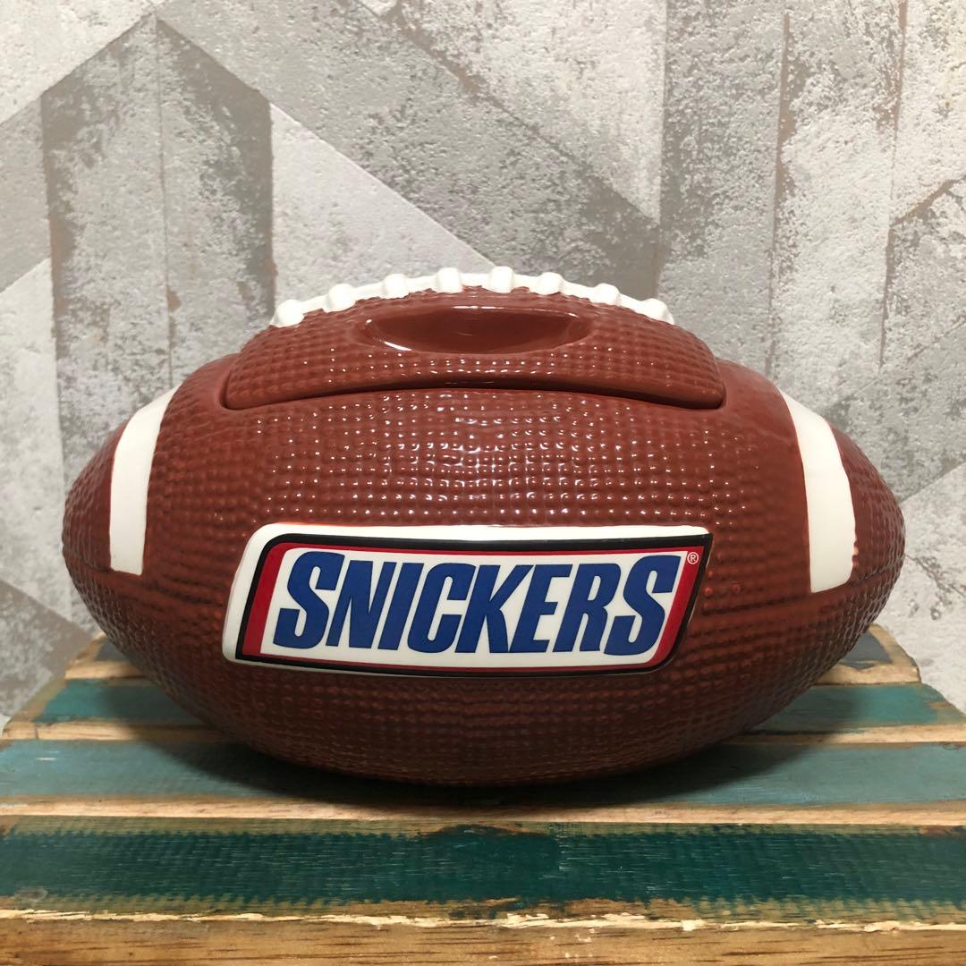 アメリカ限定スニッカーズラグビーボール型セラミック陶器クッキージャー小物入れ
