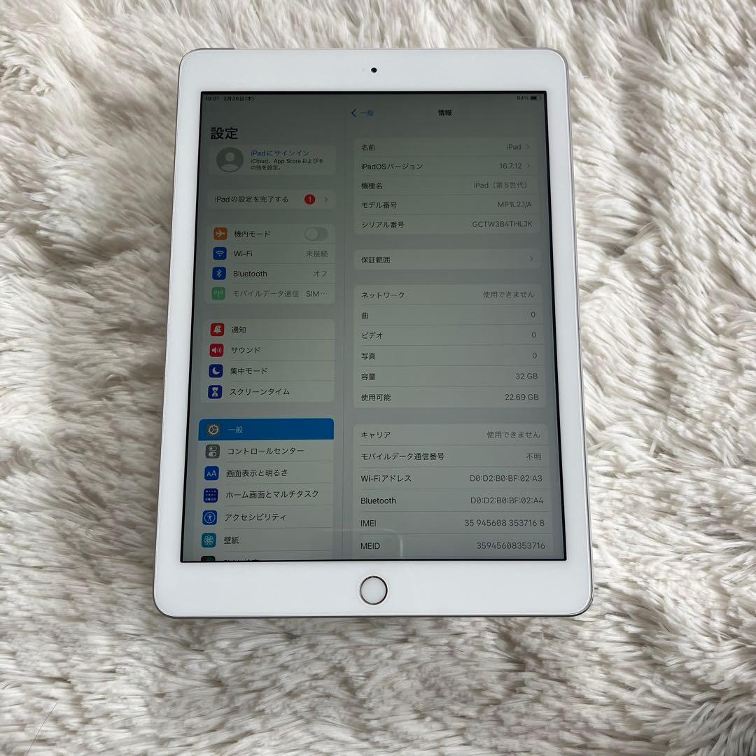 【完動品】iPad 第5世代 32GB SIMフリー 【すぐ発送】