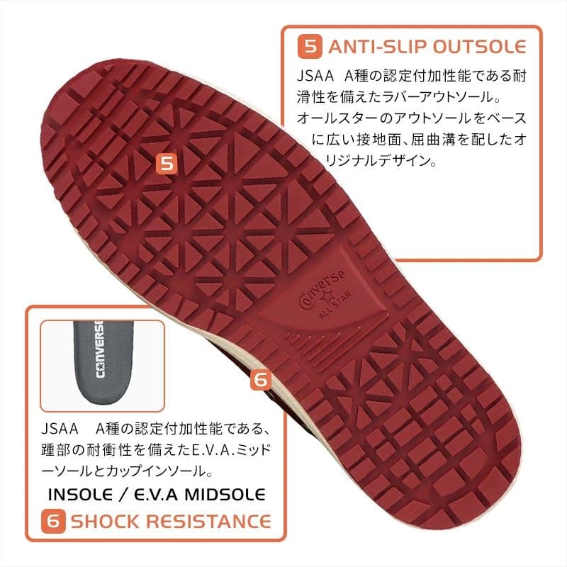 CONVERSE 安全靴・安全スニーカー 紐 コンバース ALL STAR PS