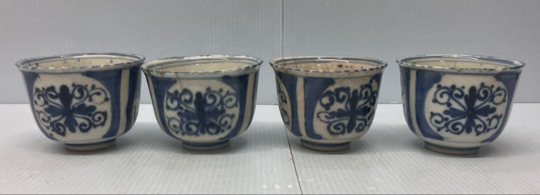 【骨董】古伊万里 染付 蕎麦猪口 4客セット 江戸〜明治 時代物