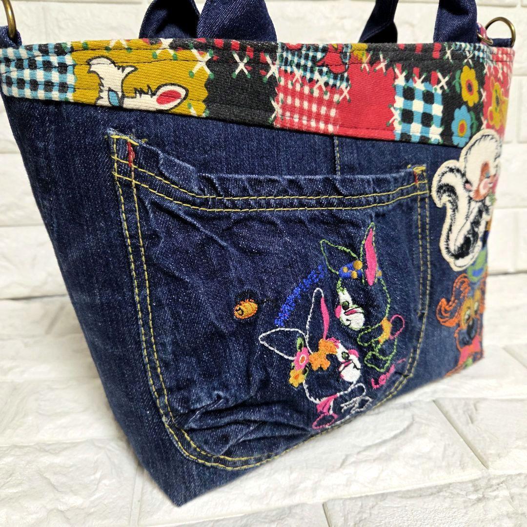 931 デニム＊リメイク＊刺繍＊バッグ＊トートバッグ
